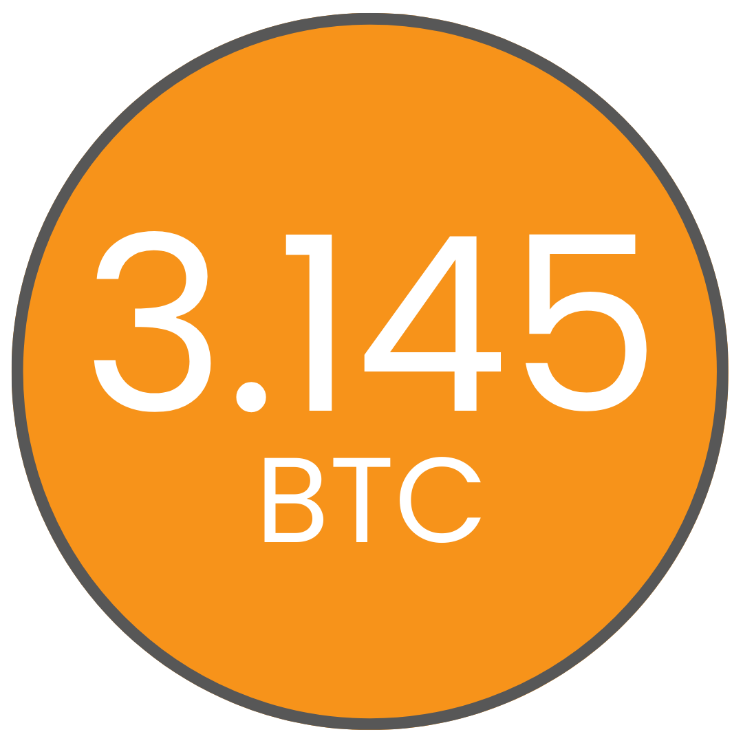 Orange circle with '3.145 BTC' text on a white background